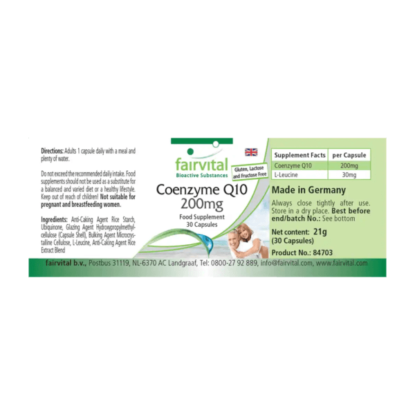 Co-Enzym Q10 200mg (fairvital) 30 Kapseln englisch