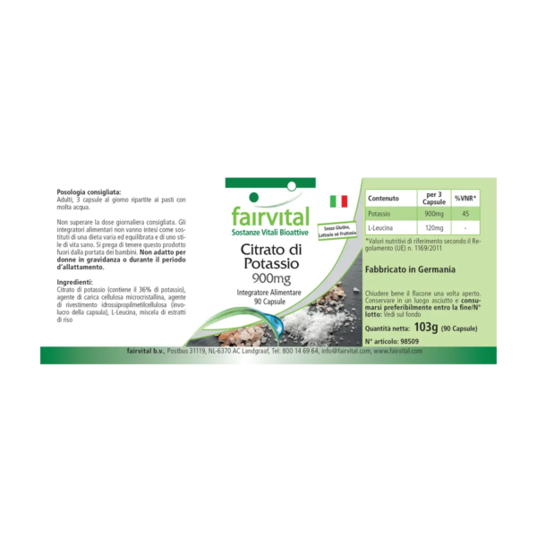 Kaliumcitrat 900mg (fairvital) italienisch