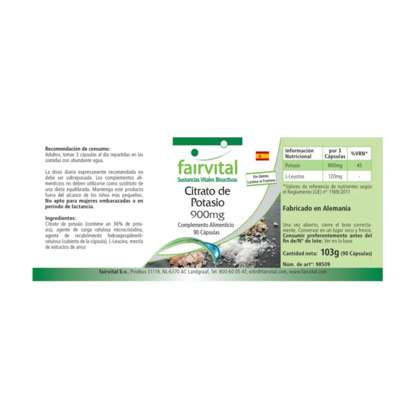 Kaliumcitrat 900mg (fairvital) spanisch