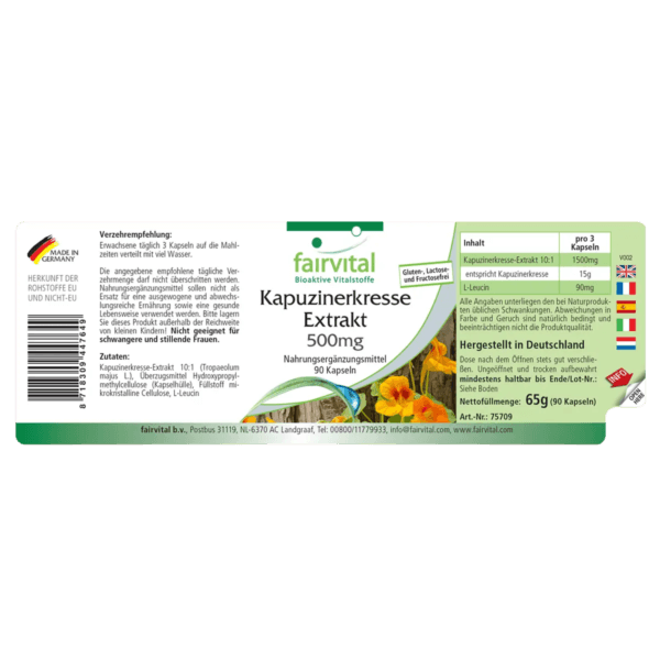 Kapuzinerkresse Extrakt 500mg (fairvital) deutsch