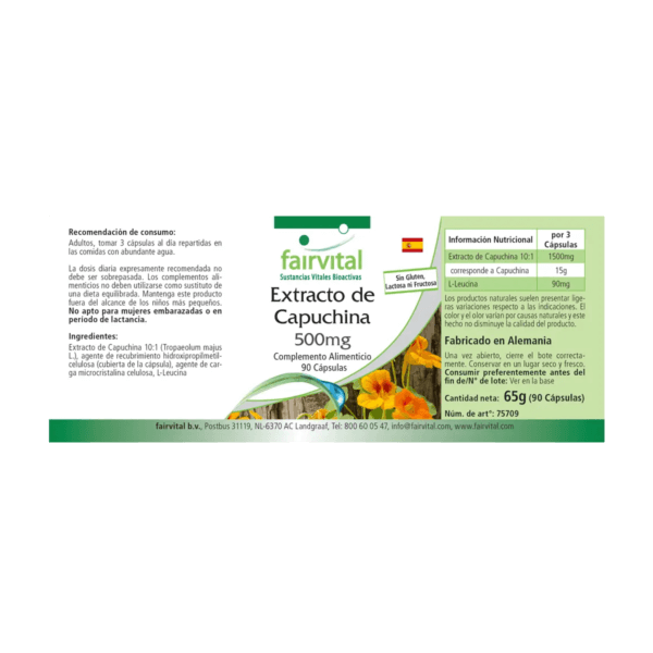 Kapuzinerkresse Extrakt 500mg (fairvital) spanisch