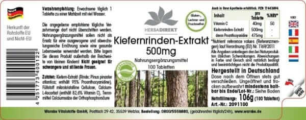 Kiefernrinden-Extrakt 500mg (Warnke) - deutsch