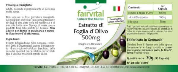 Olivenblatt Extrakt 500mg (fairvital) italienisch