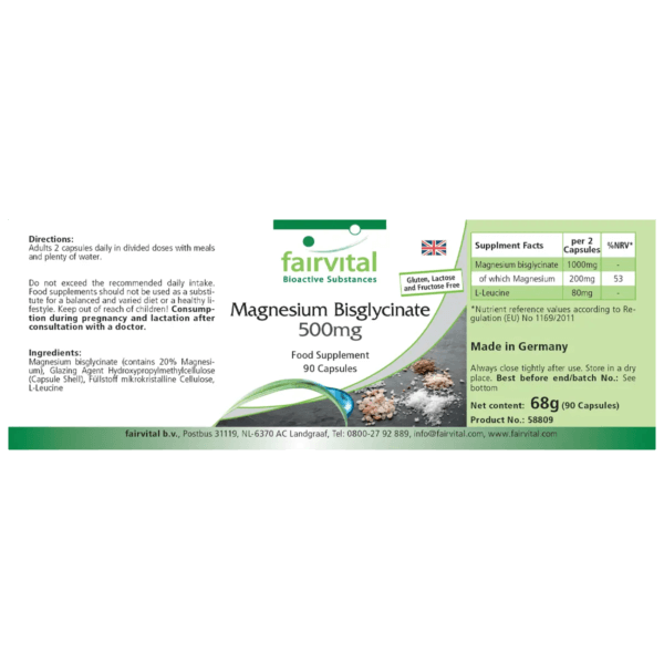 Magnesiumbisglycinat 500mg (fairvital) englisch