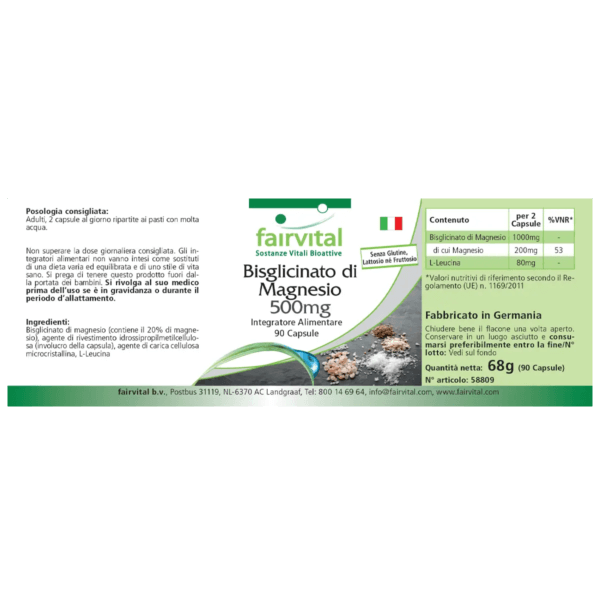 Magnesiumbisglycinat 500mg (fairvital) italienisch