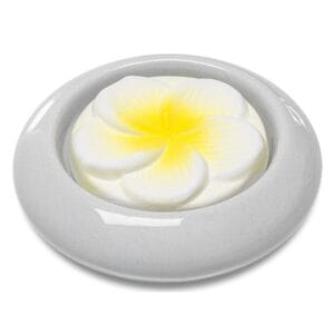 Duftsteinteller grau + Frangipani Duftstein (TAOASIS)