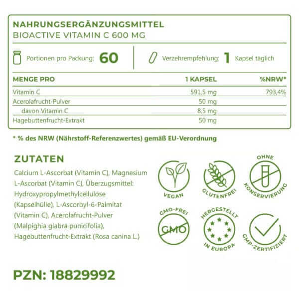 BioActive Vitamin C 600mg (Vitality Nutritionals) 4