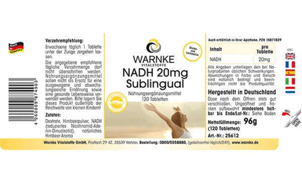 NADH 20mg sublingual (Warnke) Label