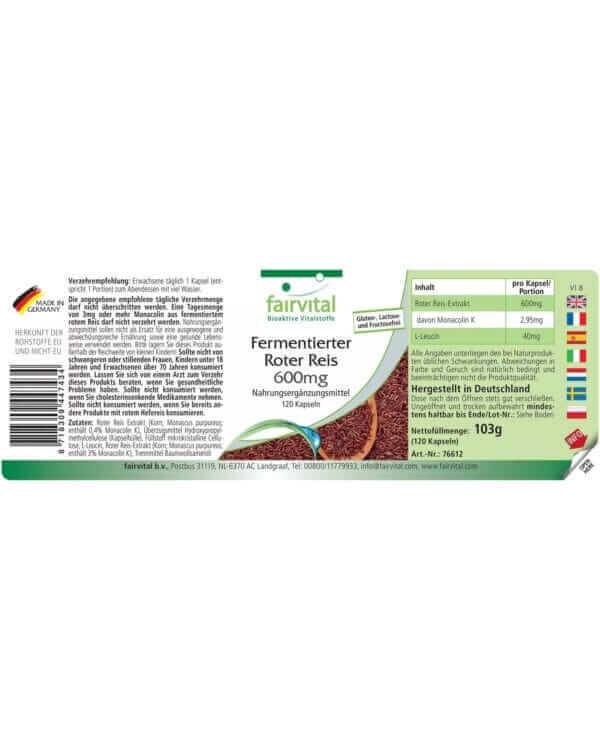 Fermentierter Roter Reis 600mg (fairvital) deutsch