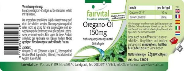Oregano-Öl 150mg (fairvital) deutsch