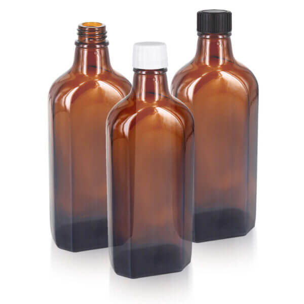 Glasflasche Braunglas Meplatflasche 1