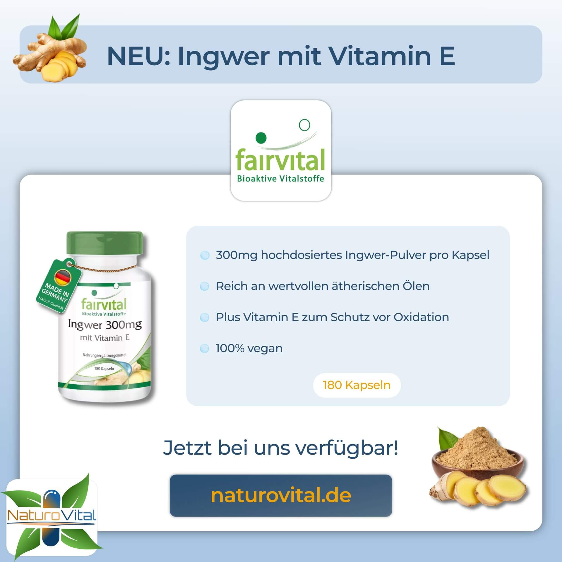 NEU - Ingwer Kapseln von fairvital bei NaturoVital