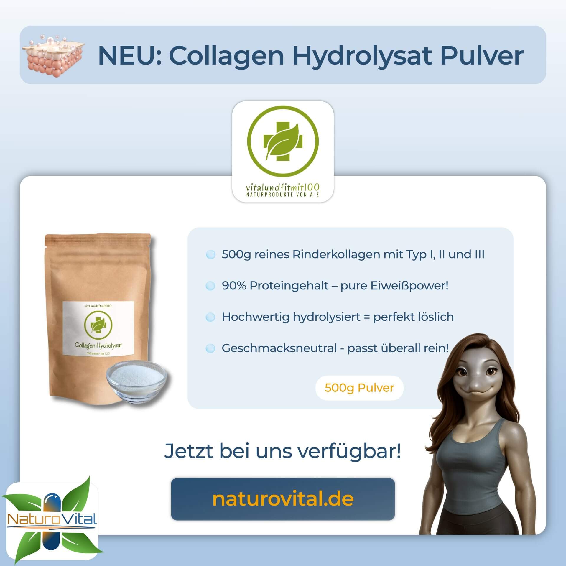 NEU - Collagen Hydrolysat Pulver von vitalundfitmit100 bei NaturoVital