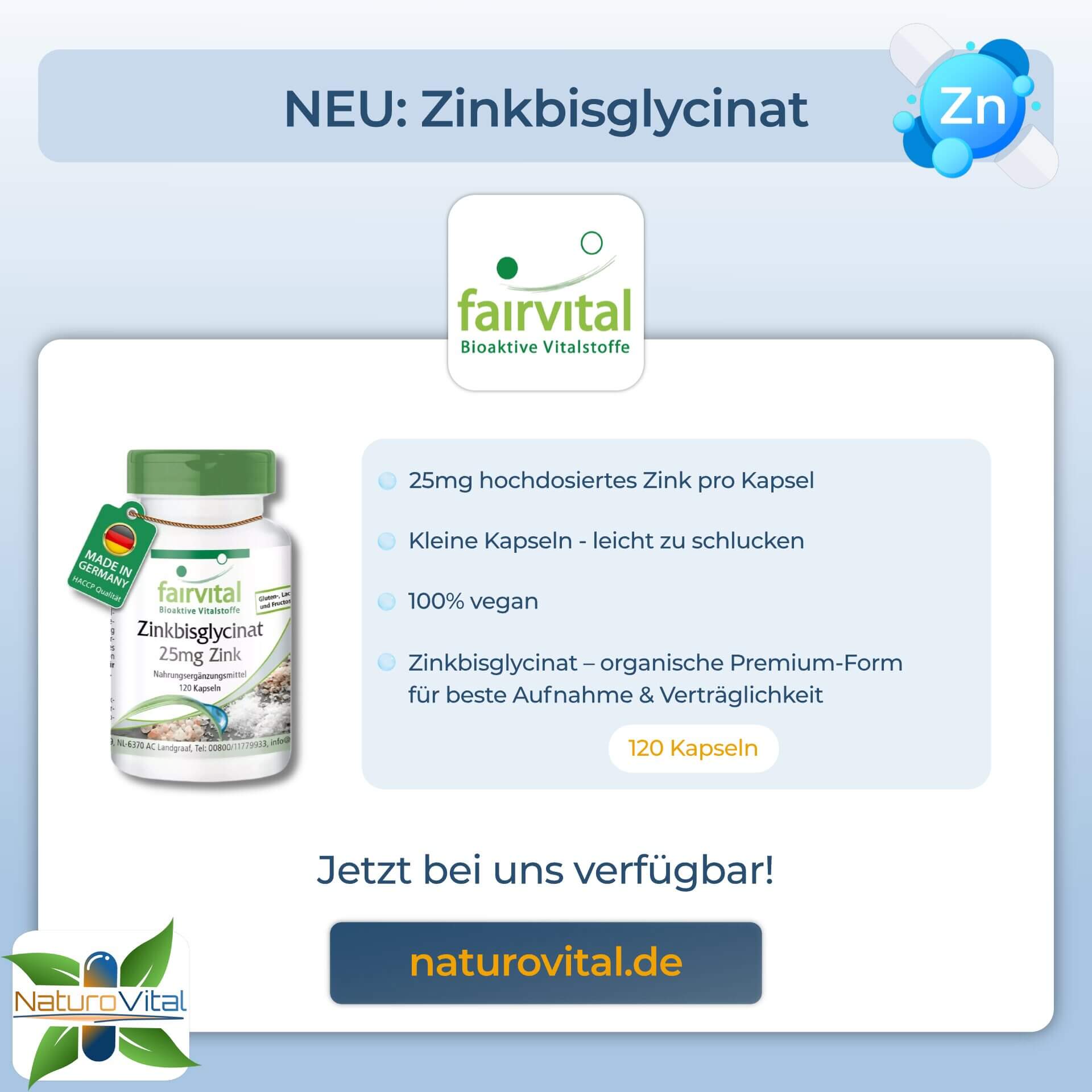 NEU - Zinkbisglycinat von fairvital bei NaturoVital