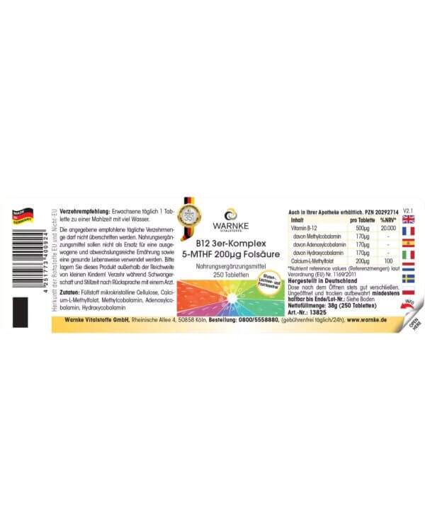 B12 3er-Komplex 5-MTHF 200µg Folsäure (Warnke) Deutsch